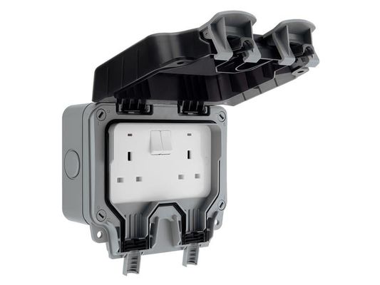 Masterplug Ip66 Weatherproof Outdoor Switched Socket 2-Gang - Grey - Thumbnail 3