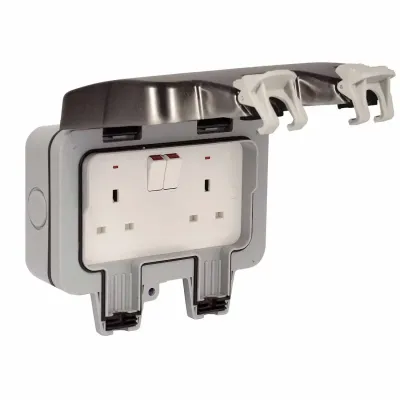 Masterplug Ip66 Weatherproof Outdoor Switched Socket 2-Gang - Grey - Thumbnail 4