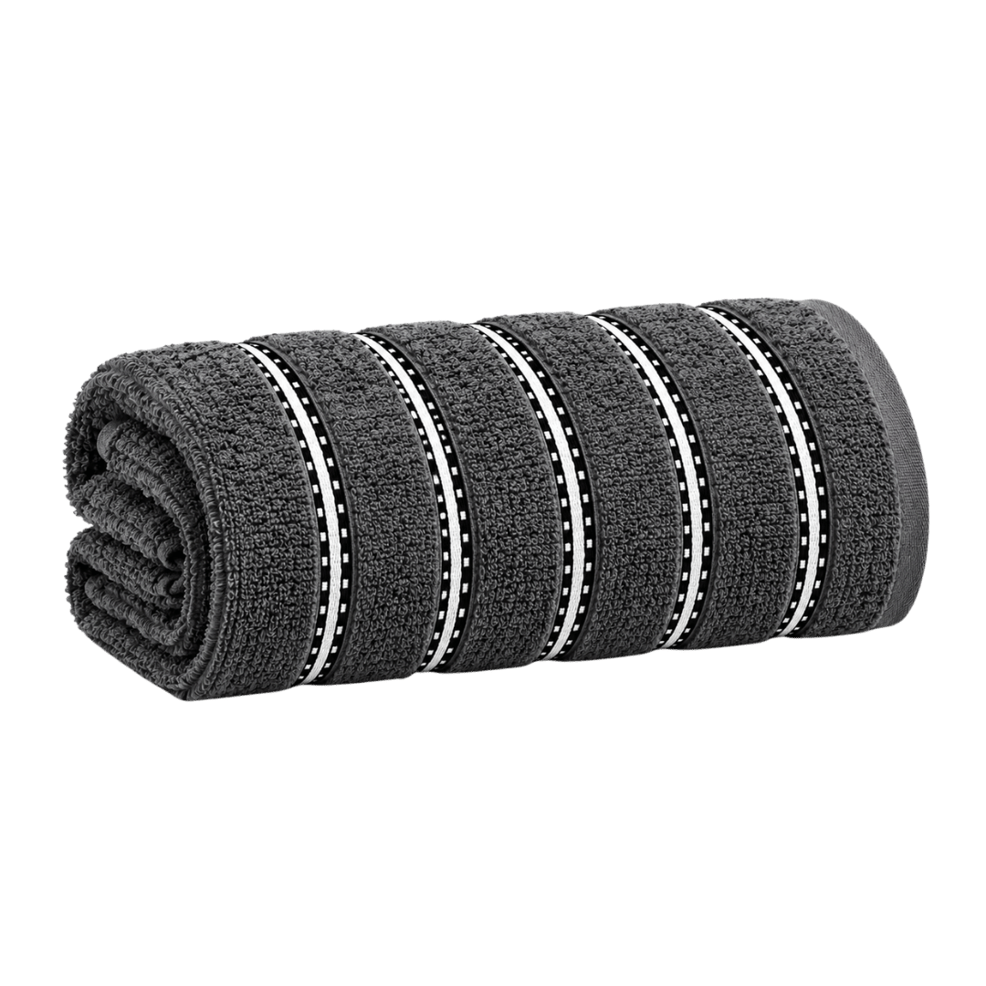 Bromley Stripe Hand Towels – Charcoal 50 x 90cm - Image 1