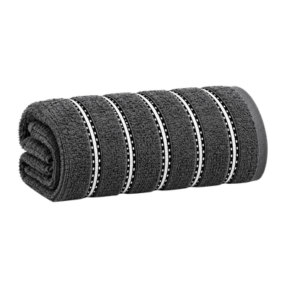 Bromley Stripe Hand Towels – Charcoal 50 x 90cm