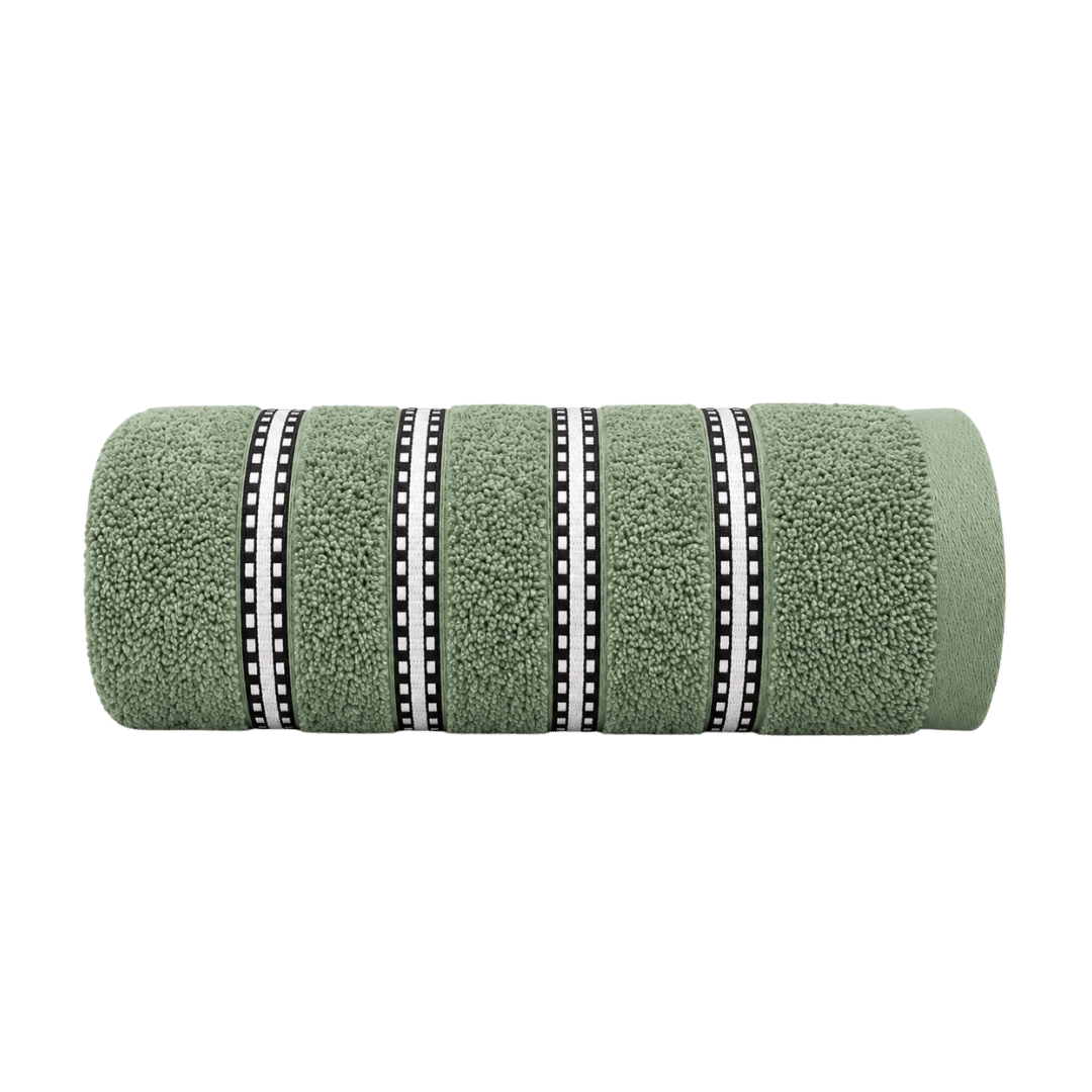 Bromley Stripe Bath Sheet Sage Green - 90cm x 150cm - Image 1
