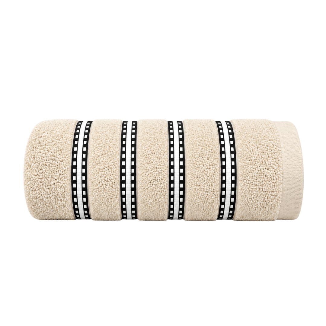 Bromley Stripe Bath Sheet Bone - 90cm x 150cm - Image 1