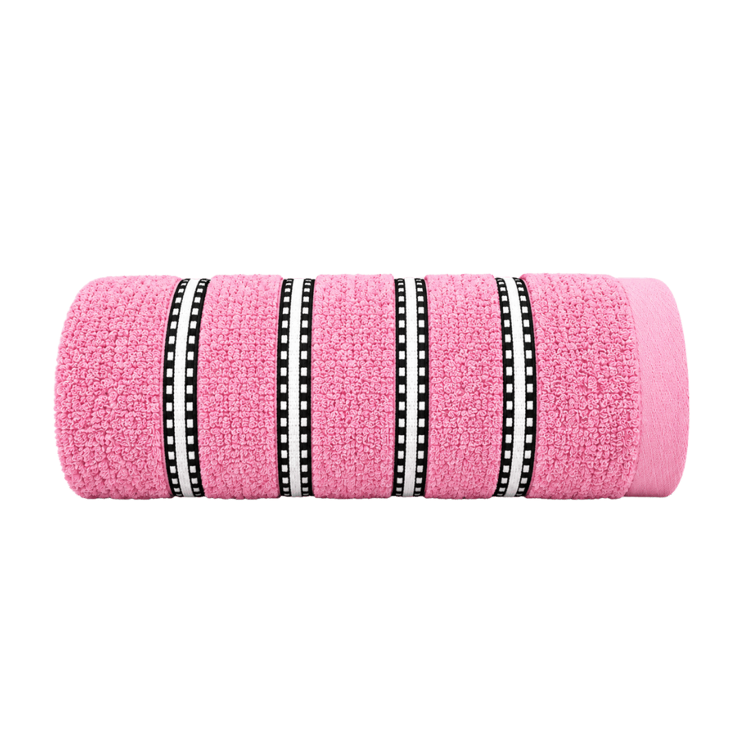 Bromley Stripe Bath Sheet Pink - 90cm x 150cm - Image 1