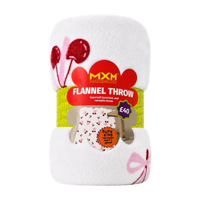MXM Playful Cherries & Bow Flannel Throw Multi 170 x 230 cm