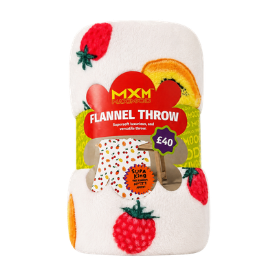 MXM Cosy Fun Fruit Flannel Throw Multi 170 x 230 cm
