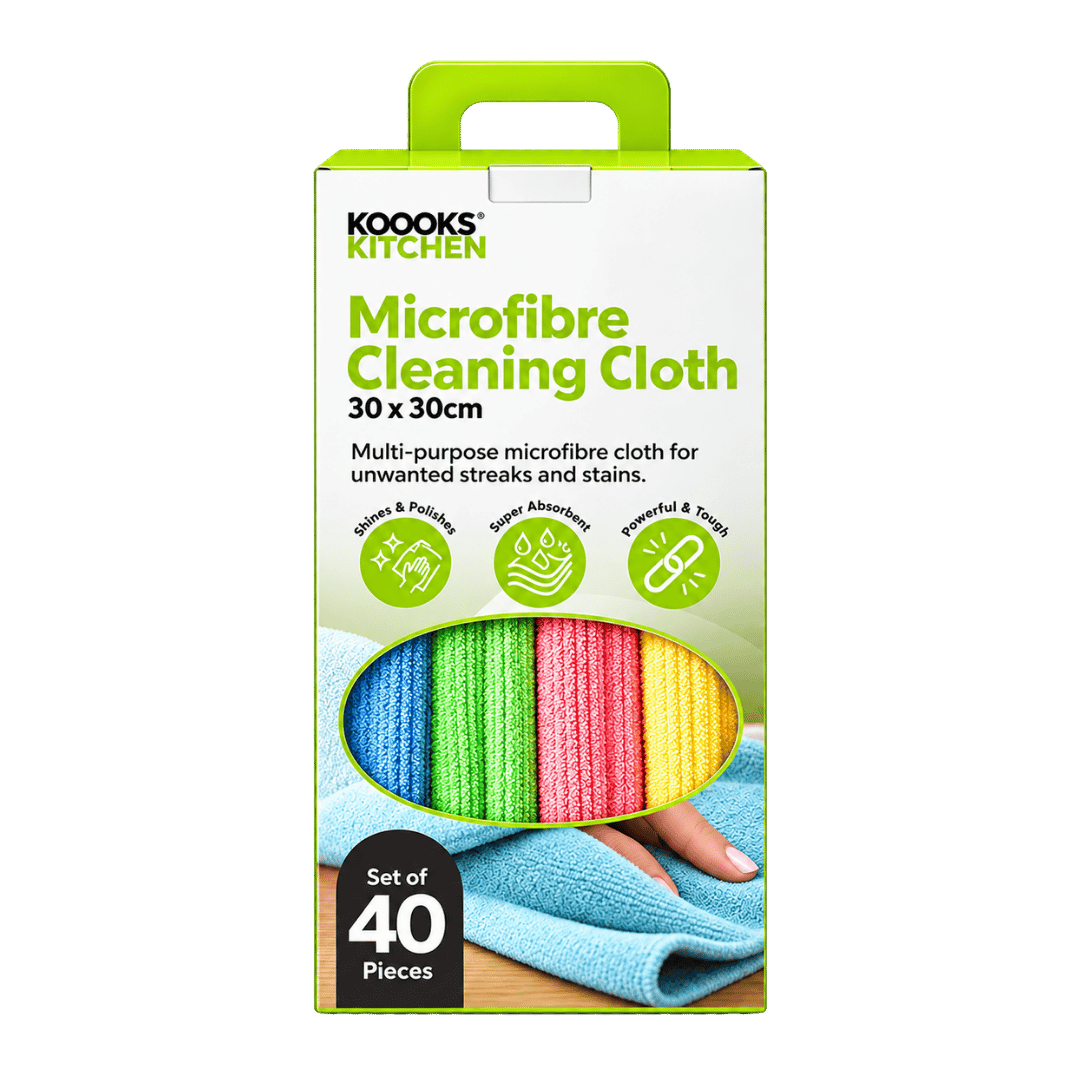 40 Pack Microfibre Magic Cleaning Cloths – Assorted Colours, 30 x 30cm - Image 1