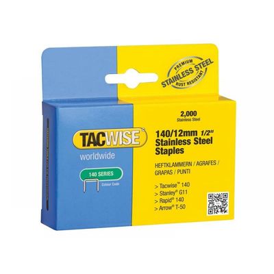 Tacwise Tacwise 1220 Type 140/12mm Heavy-Duty Stainless Steel Staples, x2000