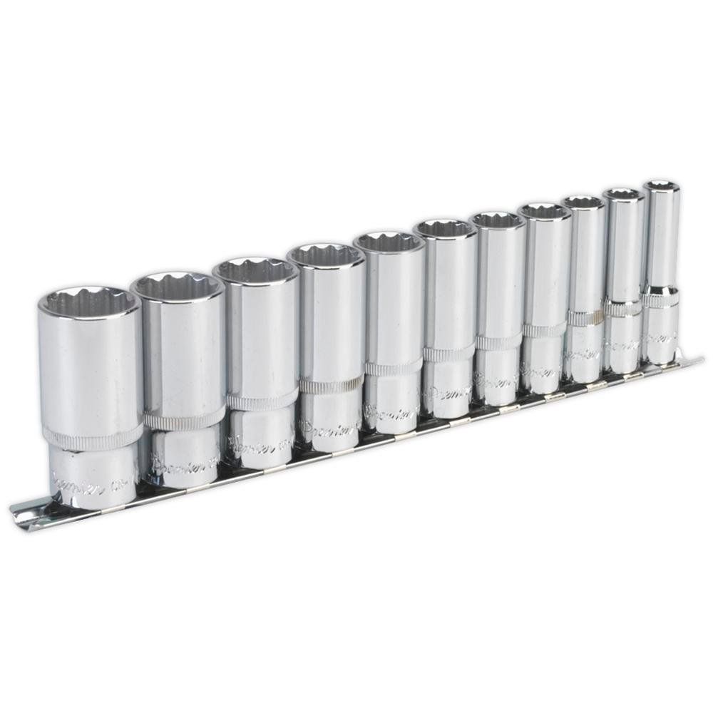 Sealey AK2673 Socket Set 11Pc 3/8inSq Drive 12Pt Deep Walldrive® Imperial - Image 1