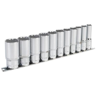Sealey AK2673 Socket Set 11Pc 3/8inSq Drive 12Pt Deep Walldrive® Imperial
