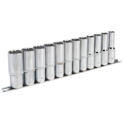 Sealey AK2685 Socket Set 12Pc 1/2inSq Drive 12Pt Deep Walldrive® Metric