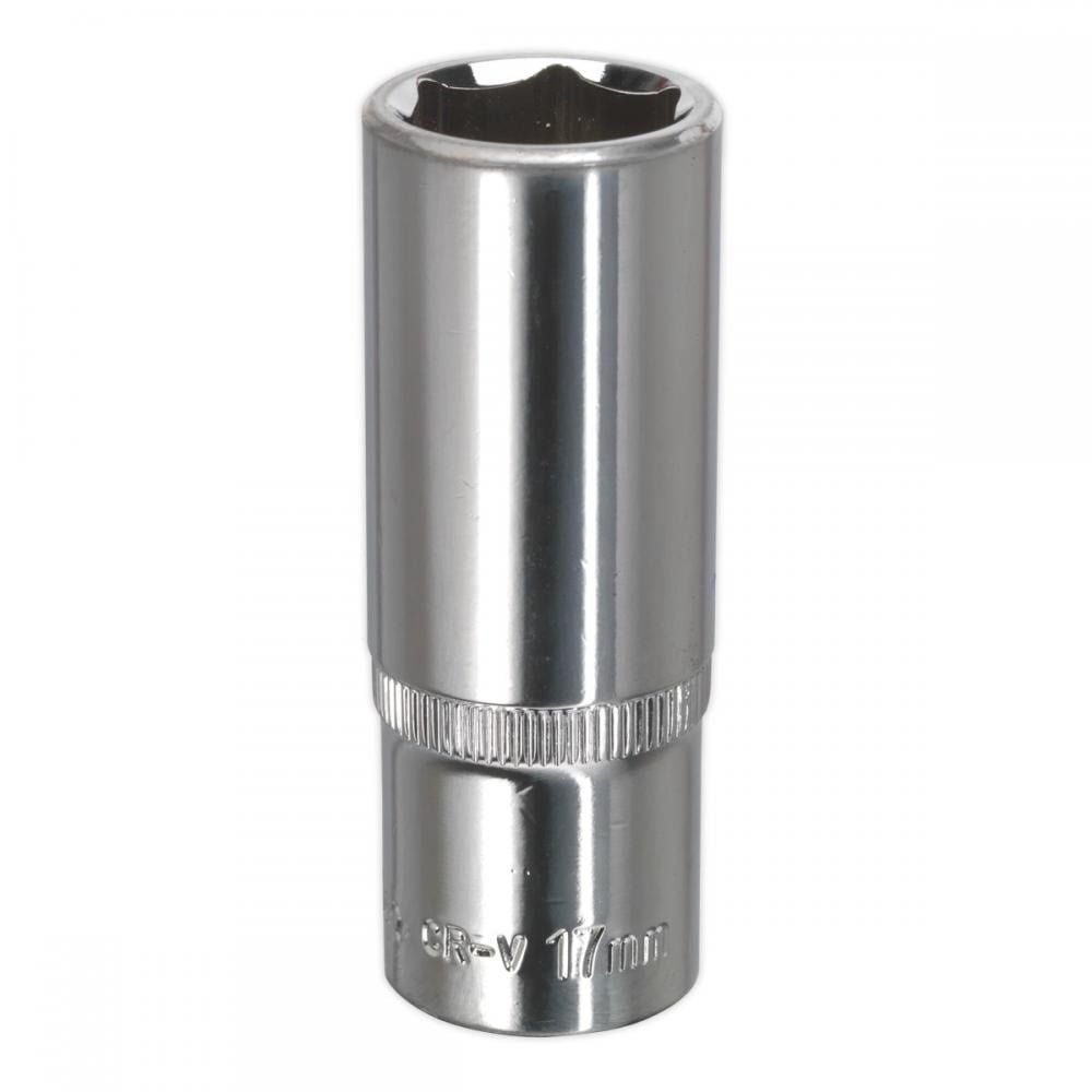 Sealey 3/8" Drive Polished Deep Hexagon WallDrive Socket Metric 3/8" 17mm - Image 1