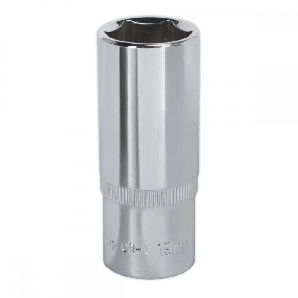 Sealey 3/8" Drive Polished Deep Hexagon WallDrive Socket Metric 3/8" 19mm - Image 1