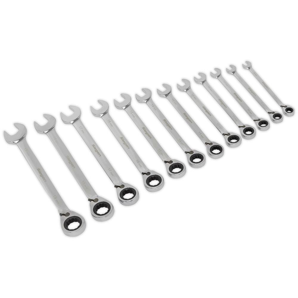 Siegen 12 Piece Ratchet Combination Spanner Set Metric - Image 1