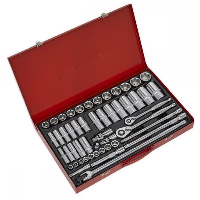 Sealey 50 Piece Combination Drive Hexagon WallDrive Socket Set Combination