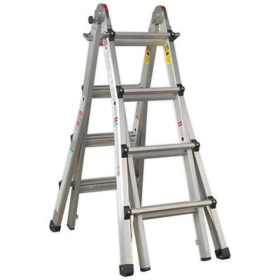 Sealey AFPL3 Aluminium Telescopic Ladder 4-Way En 131 Adjustable Height