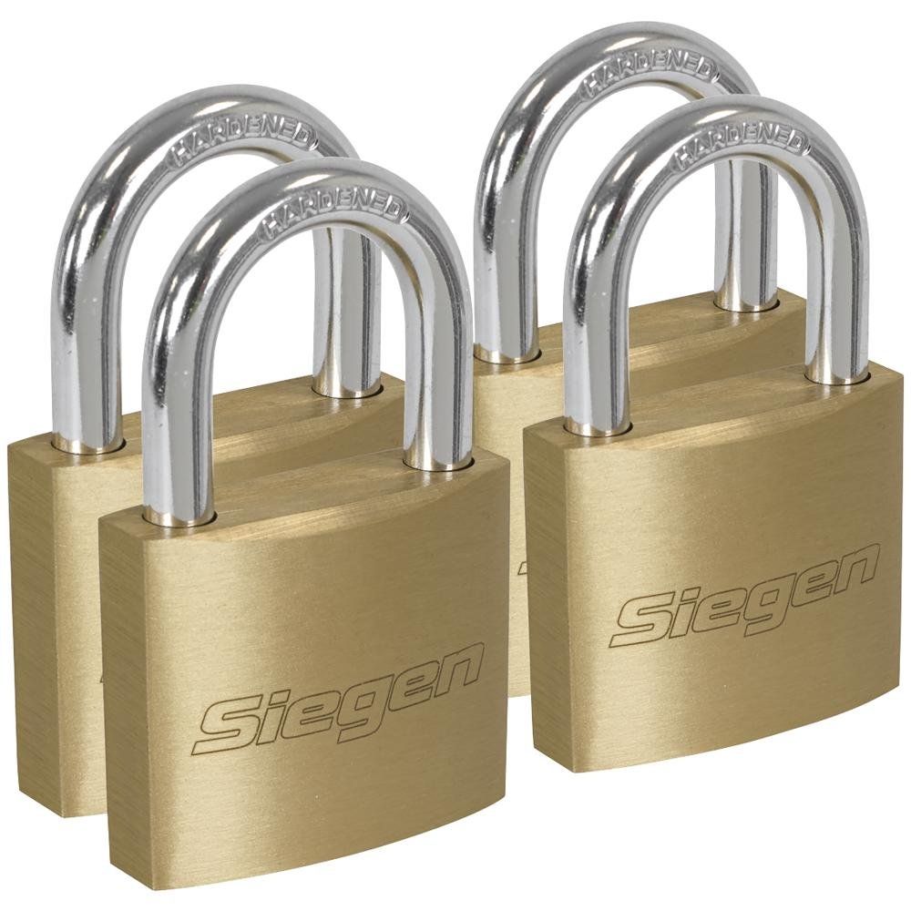 Siegen Brass Padlock Pack of 4 40mm Standard - Image 1