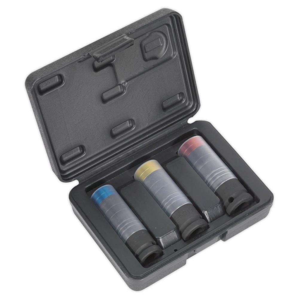 Sealey 3 Piece 1/2" Drive Ultra Power Impact Socket Set for Alloy Wheels 1/2" - Image 1