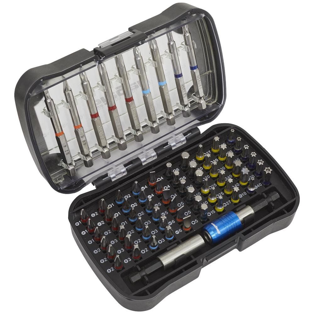 Siegen S01038 71 Piece Colour Coded S2 Steel Screwdriver Bit Set - Image 1