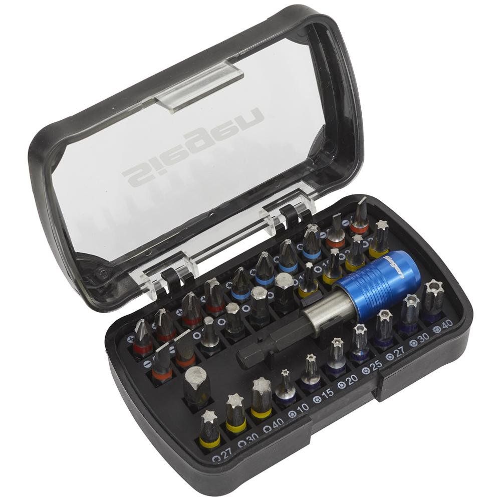 Siegen S01035 32 Piece Colour Coded S2 Steel Screwdriver Bit Set - Image 1