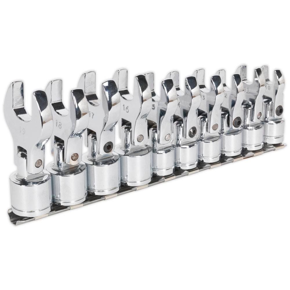 Siegen 10 Piece 3/8" Drive Flexible Crow Foot Spanner Set Metric 3/8" - Image 1