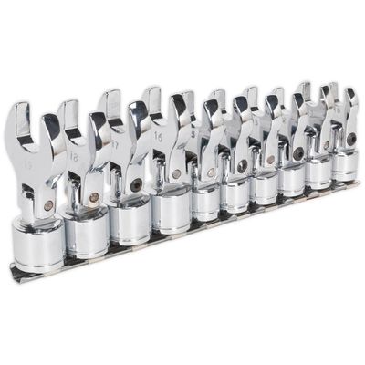 Siegen 10 Piece 3/8" Drive Flexible Crow Foot Spanner Set Metric 3/8"