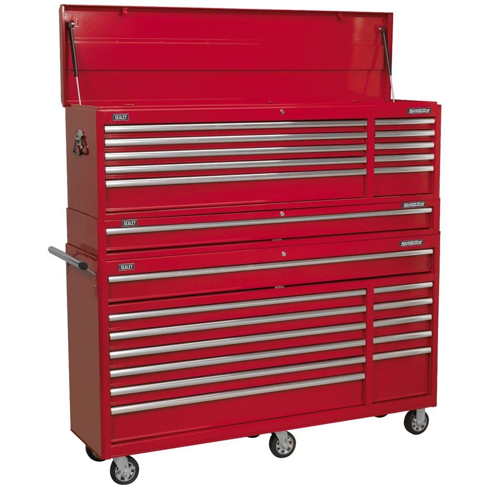 Sealey 23 Drawer Wide Tool Roller Cabinet Mid Box and Top Chest Combo - Image 1