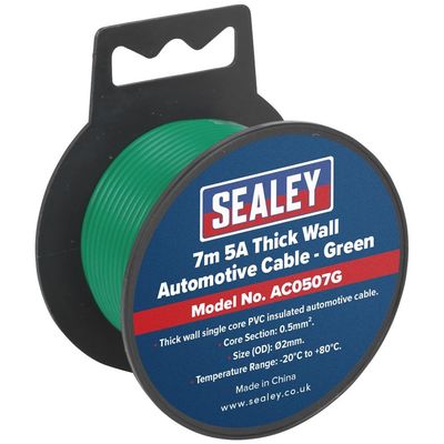 Sealey AC0507G Automotive Cable Thick Wall 5A 7M Green