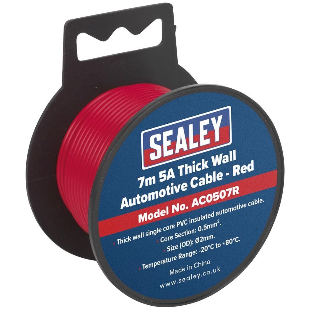 Sealey AC0507R Automotive Cable Thick Wall 5A 7M Red - Image 1