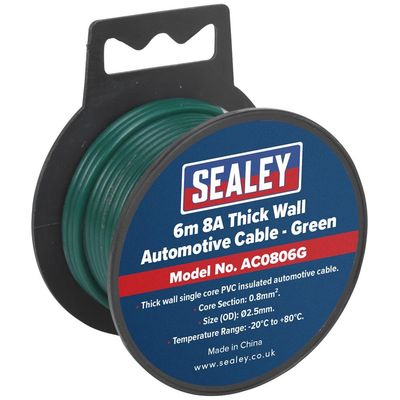 Sealey AC0806G Automotive Cable Thick Wall 8A 6M Green