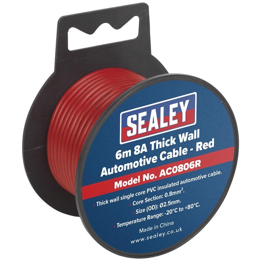 Sealey AC0806R Automotive Cable Thick Wall 8A 6M Red - Image 1
