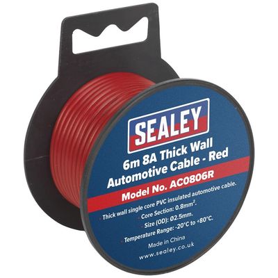 Sealey AC0806R Automotive Cable Thick Wall 8A 6M Red