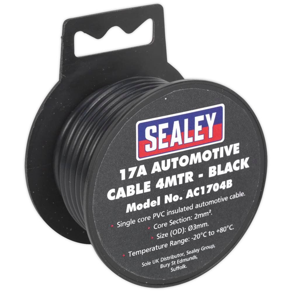 Sealey AC1704B Automotive Cable Thick Wall 17A 4M Black - Image 1
