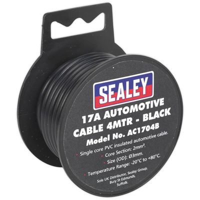 Sealey AC1704B Automotive Cable Thick Wall 17A 4M Black