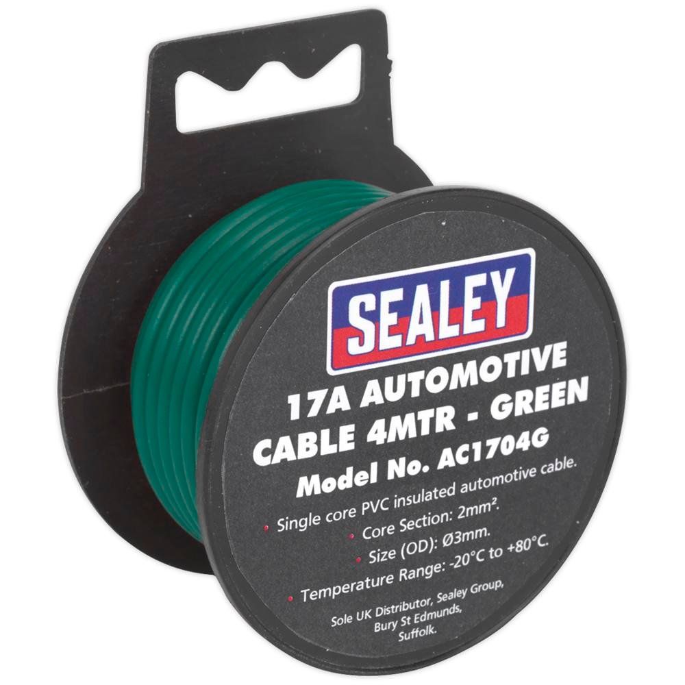 Sealey AC1704G Automotive Cable Thick Wall 17A 4M Green - Image 1