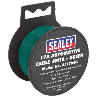 Sealey AC1704G Automotive Cable Thick Wall 17A 4M Green