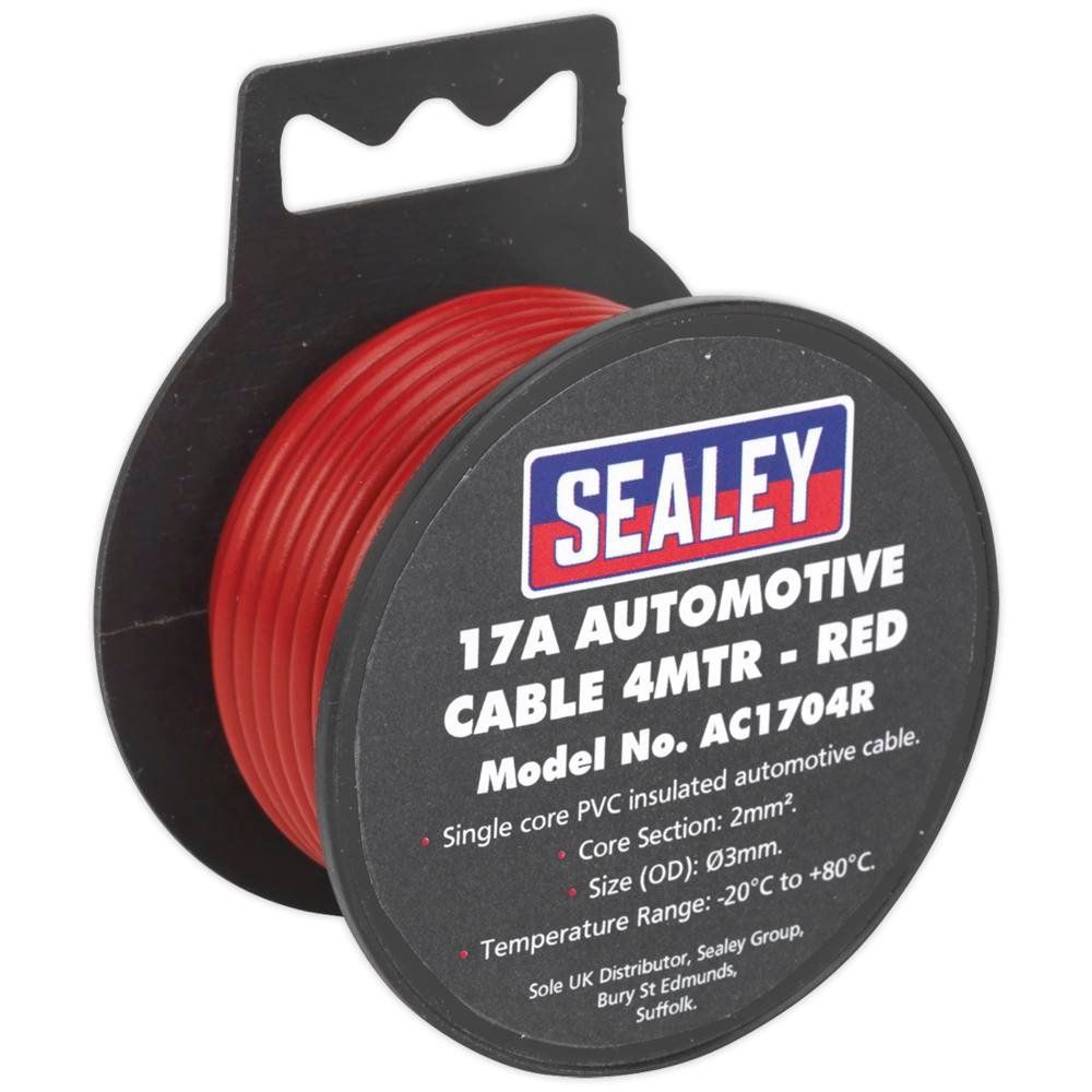 Sealey AC1704R Automotive Cable Thick Wall 17A 4M Red - Image 1