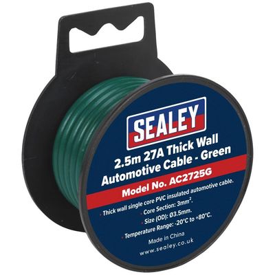 Sealey AC2725G Automotive Cable Thick Wall 27A 2.5M Green