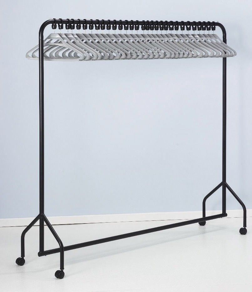 VFM Black Garment Rail With 30 Grey Hangers 311418 - Image 1
