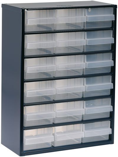 Clear 18 Drawer System Dark Grey Storage Cabinet 324117