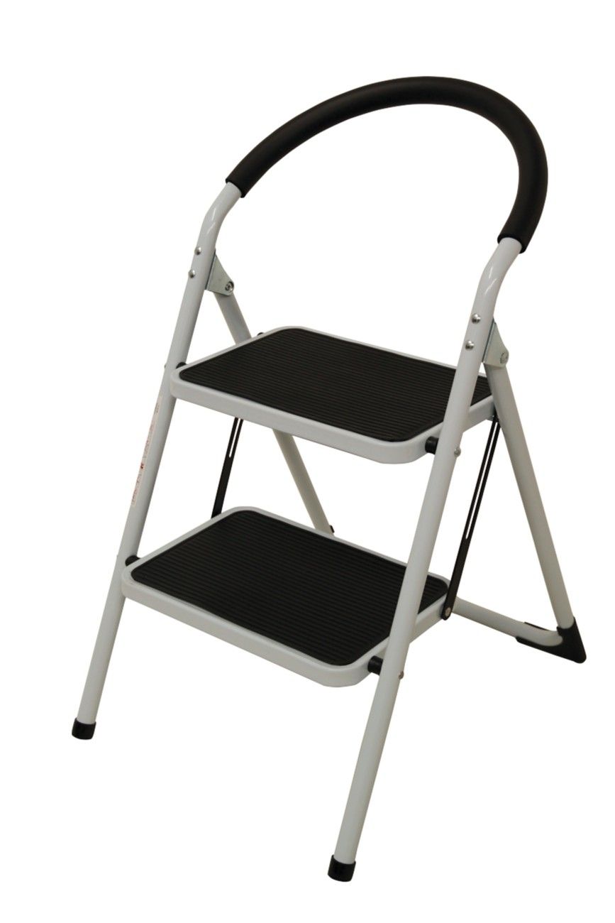 Slingsby Folding 2 Tread Step Ladder 150Kg Capacity (Height to Top Step 490mm) White - 359293 - Image 1