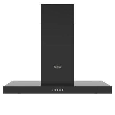 Belling BEL COOKCENTRE CHIM 90T BLK 1662 90cm Flat Chimney Hood - BLACK