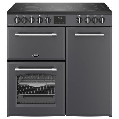 BELLING Farmhouse 90E Electric Ceramic Range Cooker - Anthracite & Chrome, Silver/Grey