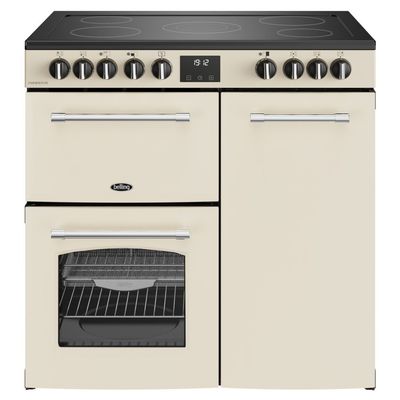 BELLING Farmhouse 90E Electric Ceramic Range Cooker - Cream & Chrome, Cream
