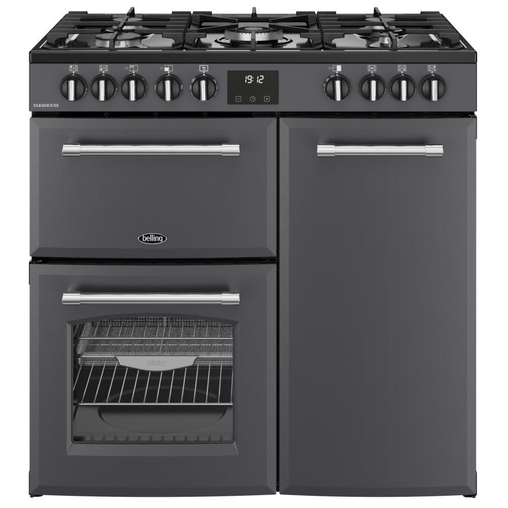Belling 444411819 Farmhouse 90cm Dual Fuel Range Cooker - Anthracite - Image 1