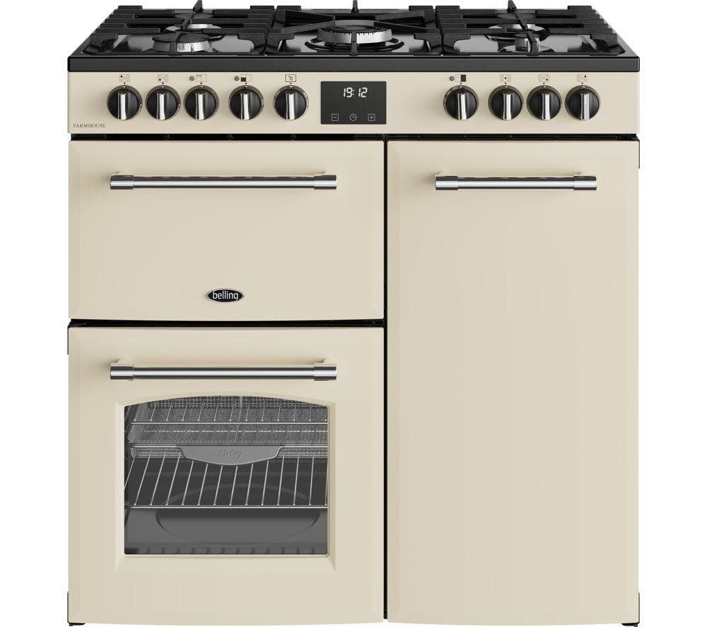 Belling 444411821 Farmhouse 90cm Dual Fuel Range Cooker - Cream - Image 1