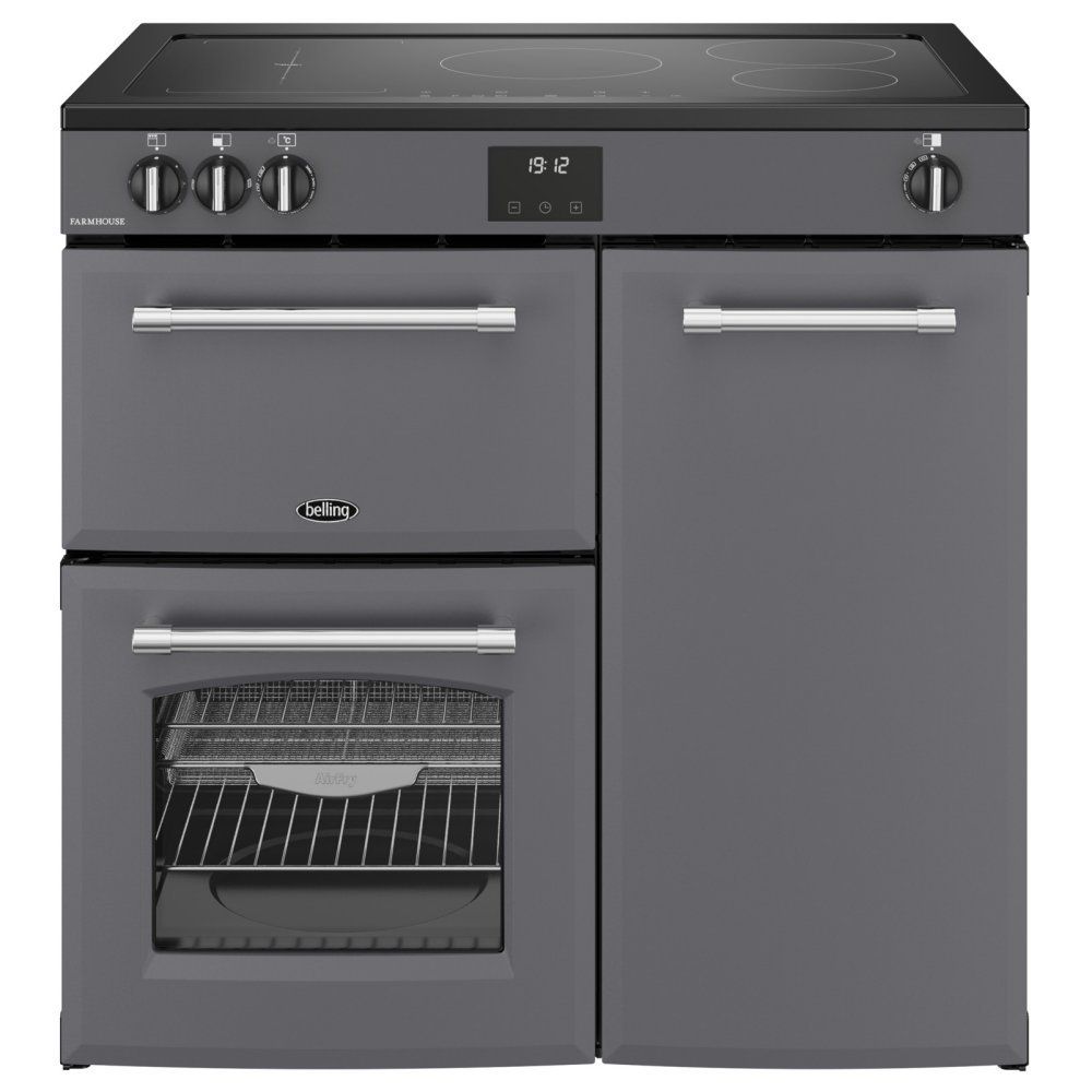 BELLING Farmhouse 90EI Electric Induction Range Cooker - Anthracite, Silver/Grey - Image 1