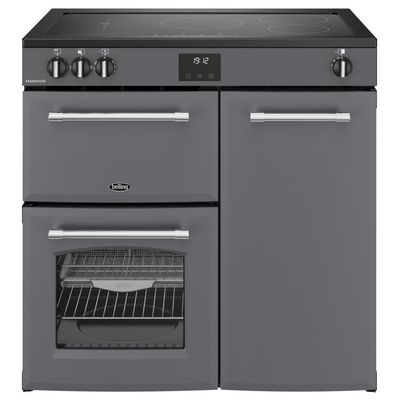 BELLING Farmhouse 90EI Electric Induction Range Cooker - Anthracite, Silver/Grey