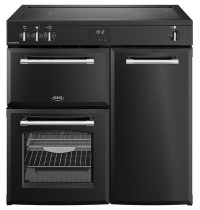 BELLING Farmhouse 90EI Electric Induction Range Cooker - Black, Black