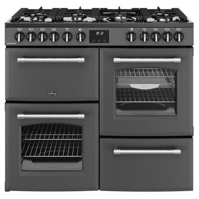 BELLING Farmhouse 100DF Dual Fuel Range Cooker - Anthracite & Chrome, Silver/Grey