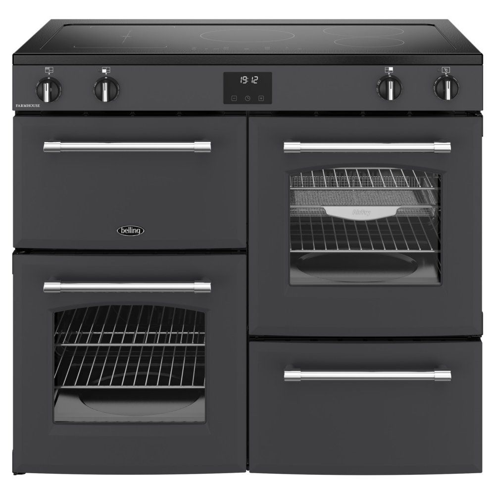 BELLING Farmhouse 100Ei Electric Induction Range Cooker - Anthracite & Chrome, Black - Image 1